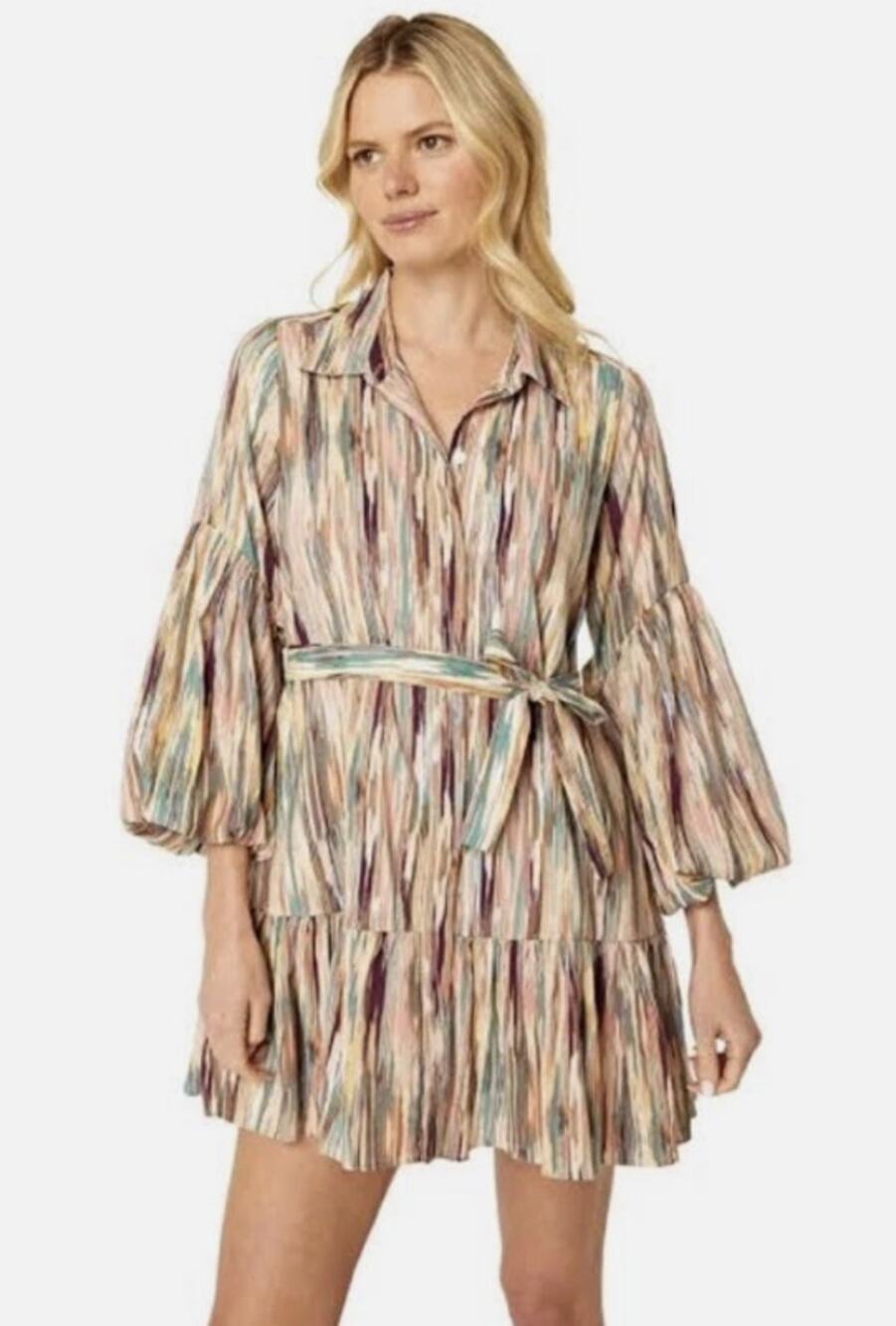 Misa Los Angeles Dress XS Martina Mini Blurred Ikat Boho Summer Chic Resort